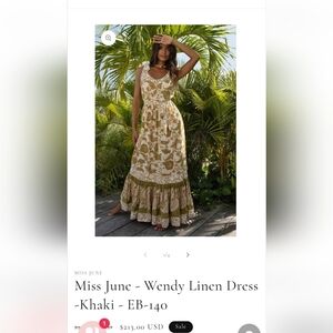 Miss June Wendy Linen Dress Floral Maxi Dress